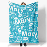 Lofaris Wow Sweet Heart Crown Blue White Custom Name Blanket